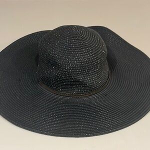 Chic Black Sparkle Wide-Brim Hat